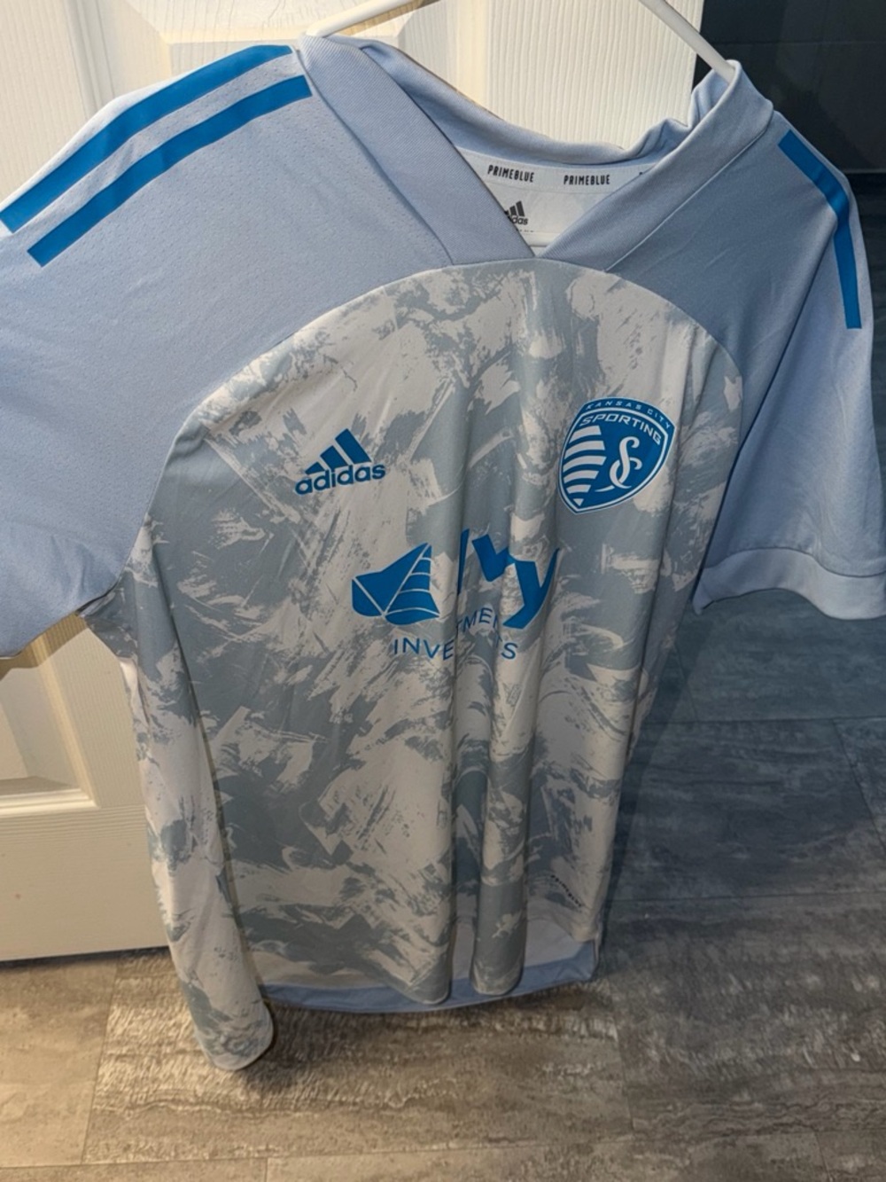 adidas Sporting KC Light Blue and Gray Men's Soccer Jersey
